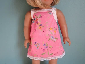 Pink Floral Satin Slip + Matching Undies with Lace fits American Girl Dolls - Picture 1 of 2