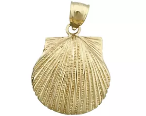 Ciondolo Guscio Scallop Oro 14K 22 MM - Foto 1 di 6