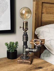 Industrial Rustic Retro Style Pipe Light Steampunk Desk Table Bedroom Lamp Light