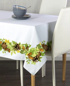 Pine Cones & Leaves Border Tablecloths - Assorted Sizes! - Picture 1 of 1