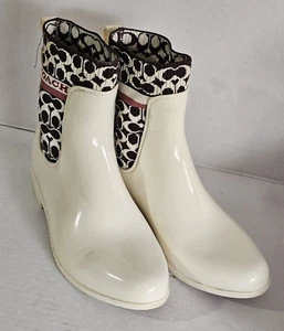 COACH Women's Rivington Rain Bootie Shoes Off White Size 8 EUR 38.5 - Picture 1 of 11