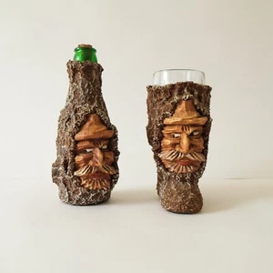 TREEMAN Bottle & Boot Drinking Glass - Austrian Faux Wood Old Man in the Tree - Picture 1 of 12