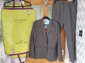 TED BAKER MENS REG FIT LINEN BLEND LIGHTWEIGT 2 PC SIZE 3 GREY SUIT 38R W28 L32 - Picture 1 of 14