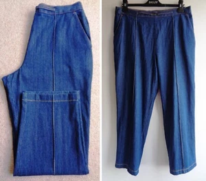 MARKS AND SPENCER Blue Cotton Denim Trousers Jeans fits a Size 12 14 - Picture 1 of 20
