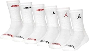 NUEVO Jordan Bebé Niño Legend Crew Paquete de 6 Niños Calcetines Blancos 9-11 Zapato 5Y-7Y - Imagen 1 de 1