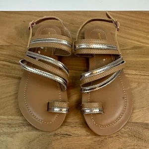 New NWOB Big Kids Kurt Geiger Mini Deliah Brown Leather Sandals Size 3 Y - Picture 1 of 10