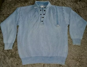 Maglione Vintage Blu Willi’s Denmark Denim Collo Metallo Scatti Costine Tg M - Foto 1 di 7