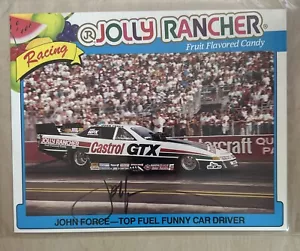 John Force 1993 autógrafo tarjeta de recuerdo combustible divertido coche Castrol GTX NHRA (S218) - Imagen 1 de 3