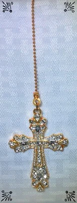 Ventilador de techo cruzado adornado con estrás cristalino dorado plateado hecho a mano Foto 1 de 3