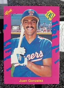 1990 Classic Juan Gonzalez PINK Texas Rangers Baseball Rookie Card - Picture 1 of 5