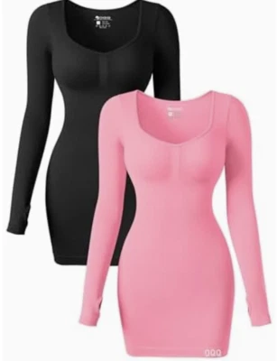 SALE OQQ Women's 2 Piece Dresses Sexy Ribbed Heart Neckline Tops Tummy Control - Image 1 of 4