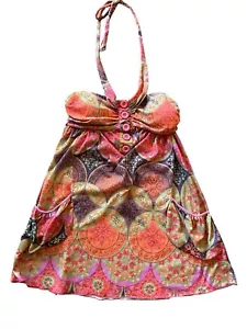 Camisa boho hippie babydoll halter top halter Miss Chievous para mujer talla: mediana - Imagen 1 de 7