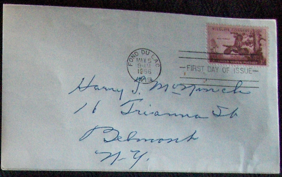 US FDC 3¢ SC #1077 WILDLIFE CONSERVATION,  NY 1956. - Image 1 of 1