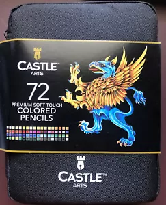 Castle Arts 72 Premium Soft Touch Farbstifte Reißverschluss-Set für Erwachsene Kinder Neu - Bild 1 von 5