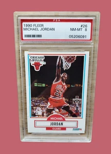 1990-91 Fleer Michael Jordan #26 Chicago Bulls Basketball Graded PSA 8 NM-MT - Picture 1 of 3