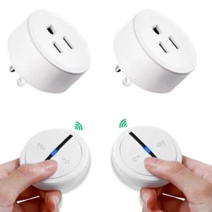 Wireless Outlet Plug Adapter with Remote Wall Switch 10A/1200W for Lamp US 2Pack - Picture 1 of 12