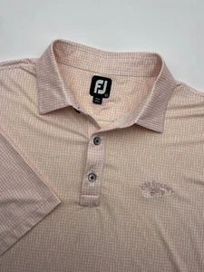 Footjoy Polo Shirt Mens XL Short Sleeve FJ Golf Pink White Geometric Performance - Picture 1 of 9