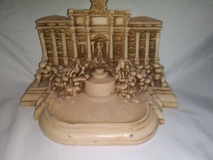 Vintage Italian Bonded Marble Souvenir Sculpture TREVI FOUNTAIN - Signed - Picture 1 of 12