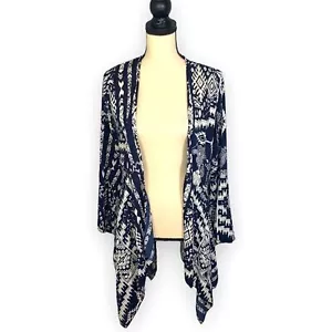 The ZigZag Stripe Southwestern Boho Aztec Navy Kimono Cardigan size Small - Picture 1 of 13