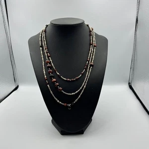 Sterling Silber mehrlagig rot Catseye Unikat Halskette - Bild 1 von 12