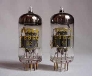 2pcs. E88CC Tesla Double Triode NEW. GOLDEN PINS. TESTED = 6922, CCa, CV2492 - Picture 1 of 3