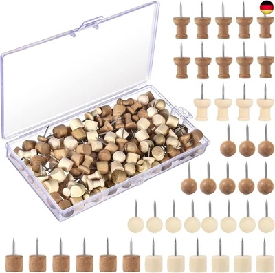 BESUCHE DEN YOOSSO-STORE 150 Stück Pinnadeln Holz, Reißzwecken Holzkopf Pinnwandnadeln mit A