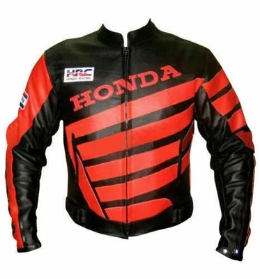 NEW Honda Black and Red Motorbike Bikers Cowhide Leather Armoured Jacket - Image 1 of 4