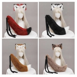 Plush Wolf Ears and Tail Set, Lolita Cosplay Decoration Headdress - Picture 1 of 27