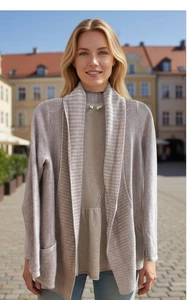 MOTH Anthropologie Draped  100% Cashmere Open Gray Cardigan Sweater Size M #1428 - Picture 1 of 16