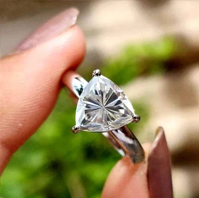 Anillo de plata esterlina 925 maciza con diamantes blancos naturales VS1 billón de 2 quilates certificado Foto 1 de 4