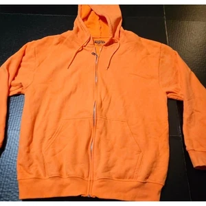 Open Trails Full Zip Hoodie Fleece Orange Long Sleeve Kangaroo Pockets Mens L - Picture 1 of 11