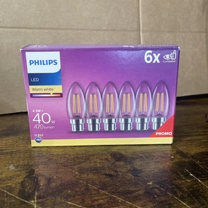 Philips LED Premium Classic Clear Candle Filament Light Bulb B22 Bayonet - Picture 1 of 4
