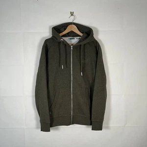 Superdry Hoodie Men’s Khaki Green UK Size Medium Essential Full Zip Washed Logo - Picture 1 of 8