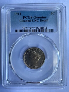 1911 Liberty V Nickels 5C PCGS Genuine UNC Details 53608004 - Picture 1 of 2