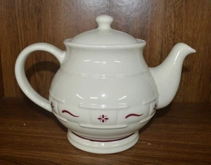 Teiera rossa vintage Longaberger ceramica intrecciata tradizioni con coperchio - Foto 1 di 7