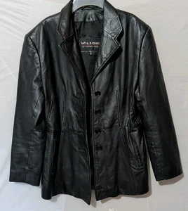 Vintage Wilson's Leather 90s Short Leather Jacket Damen Medium Black - Bild 1 von 7