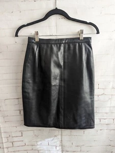 Vintage Studio Siena Damen Rock Größe 4 Schwarz Leder Bleistiftrock Rocker Sexy - Bild 1 von 7