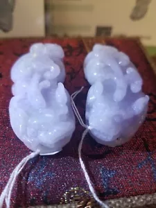 2 pezzi ciondolo certificato naturale una giada viola bramato a mano Pi Xiu venditore USA - Foto 1 di 4