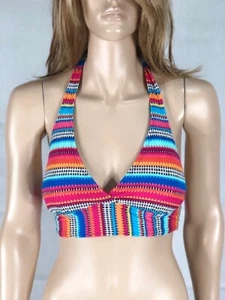 Bikini-top donna Anne Cole multicolore reggicalze triangolo a righe nuovo con etichetta - Foto 1 di 4