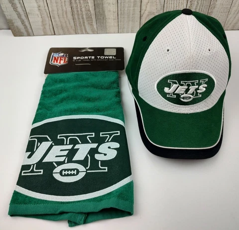 JETS FANS! New York Jets REEBOK NFL Equipment Adjustable Hat Cap & Sports Towel Cover