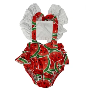 Traje de sol para bebé niña sandía con volantes con volantes traje de verano - Imagen 1 de 9