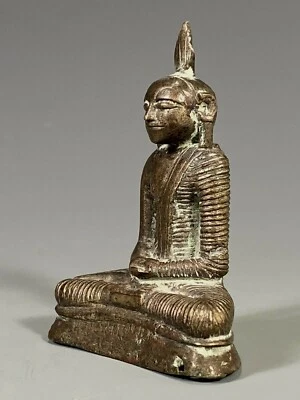 Estátua de Buda Sentada de Bronze do Reino de Kandy ou Polonnaruva do Sri Lanka 12-16º c - Imagem 1 de 4