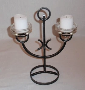 ERIK HOGLUND  CANDELABER  - Wrought iron and art glass - BODA SMITHY - Picture 1 of 11