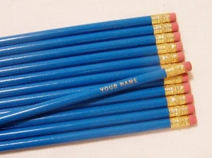 12 "Round "DARK TURQUOISE" Personalized Pencils - Picture 1 of 1