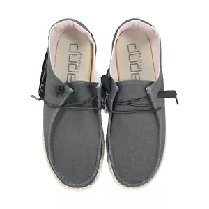 NIB Hey Dude Women's Foam Cushioned Wendy Chambray Off Black Shoes Size 5 - Picture 1 of 5