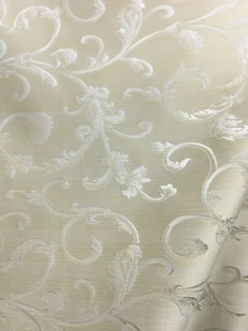 Tela para cortinas florales de brocado de marfil (110 in) Se vende por yarda - Imagen 1 de 6