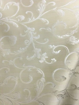 H&T FABRICS IVORY Brocade Flower Floral Upholstery Drapery Fabric (110 in.) Sold By The Yard