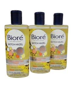3 Pack Biore Witch Hazel Pore Clarifying Toner 8 fl oz Each2% Salicylic Acid NEW - Picture 1 of 3