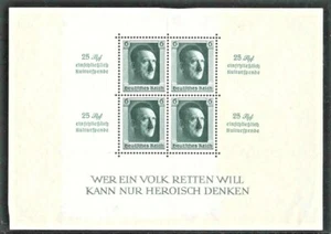 GERMANY, Scott #B104 Hitler w Marginal Inscriptions Sheet CV$250.00 - Picture 1 of 4