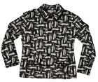 Chico's Size 1 (M-8) Black+White Abstract Print Knit Shirt Jacket